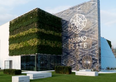 foto facciata esterna expo marmi, lavoro di progettazione e design a cura dello studio ballarini